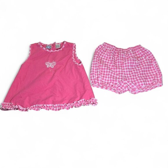 VTG/Y2K Little Lindsey Pink and White Butterfly Short and Shirt Set - Picture 1 of 6